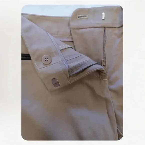 Club  Monaco Emily Khaki/Tan Leather Trim Pockets Skinny Pants Size 2 - Picture 10 of 11